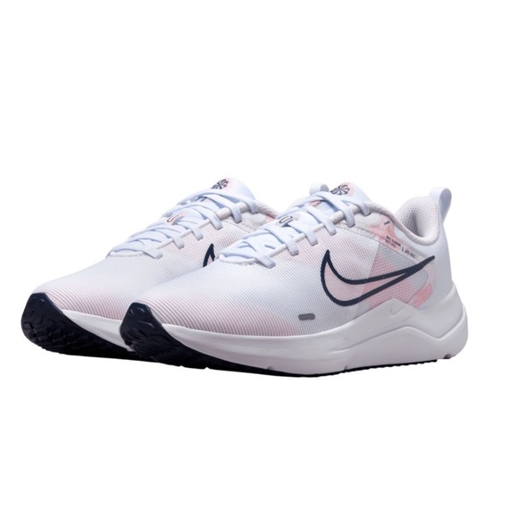 Nike Women's Downshifter 12 Athletic Shoes - White and Pink - Picture 1 of 4